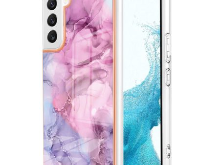 For Samsung Galaxy S22 5G YB IMD Series-16 Style E Electroplating Frame TPU Cover 2.0mm IMD Marble Pattern Anti-scratch Cell Phone Case Online Sale