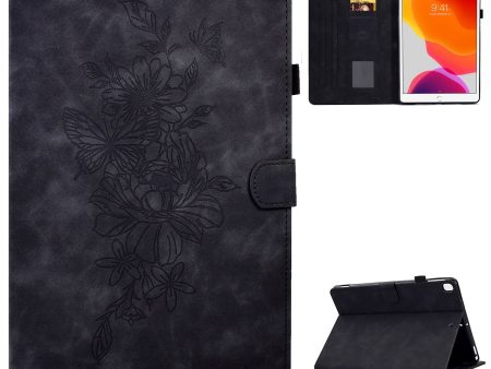 For iPad 10.2 (2019)   (2020)     Air 10.5 inch (2019) Protective Leather Case Butterfly Flower Pattern Imprinted Anti-Drop Tablet Cover with Card Holder, Stand For Cheap