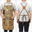 K777 Multi-pockets Apron Waxed Canvas Top Layer Cowhide Leather Waterproof Apron for Carpenter Gardening Worker Discount