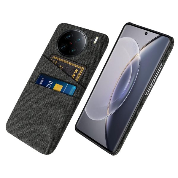 For vivo X90 Pro+ 5G Anti-drop Cloth Texture Phone Case Hard PC Cover with Dual Card Slots For Cheap