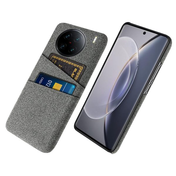 For vivo X90 Pro+ 5G Anti-drop Cloth Texture Phone Case Hard PC Cover with Dual Card Slots For Cheap