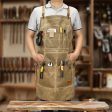 K777 Multi-pockets Apron Waxed Canvas Top Layer Cowhide Leather Waterproof Apron for Carpenter Gardening Worker Discount