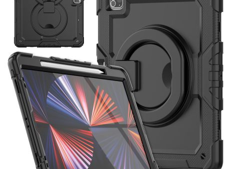 For iPad Pro 12.9 (2018)   (2020)   (2021)   (2022) 360-Degree Rotating Kickstand Tablet Case Anti-drop PC + Silicone Protective Cover with Shoulder Strap Online