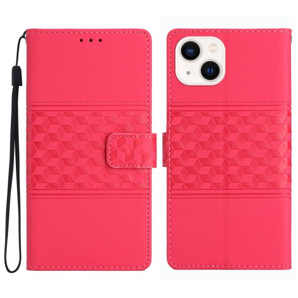 Phone Cover For iPhone 13 6.1 inch Retro Imprinted Pattern Skin Touch Feeling Phone Case Foldable Stand Wallet with Strap Cheap