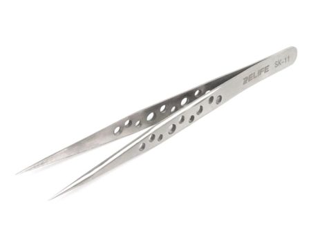 RELIFE SK-11 Straight Tip Tweezers with Holes Stainless Steel Precision Tweezers Circuit Board Repairing Tool Cheap