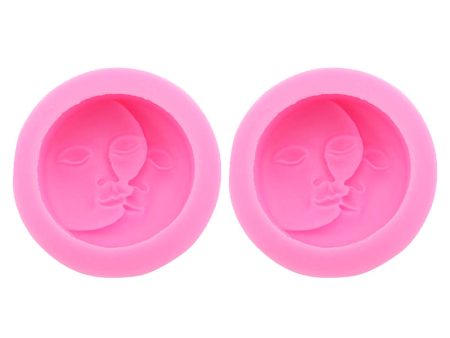 2Pcs   Set Moon Face Design Kitchen DIY Baking Silicone Mold Cake Pudding Chocolate Decoration Mold (No FDA Certification, BPA Free) For Cheap