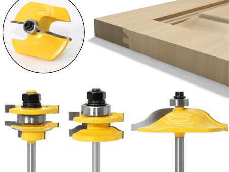 3Pcs Router Bit Set 1   4" Shank Woodworking Wood Cutter Groove Engraving Milling Tool Online Sale