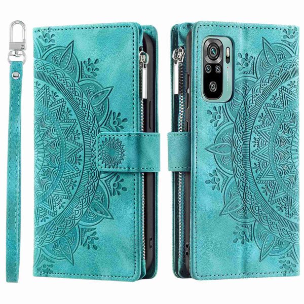 For Xiaomi Redmi Note 10 4G   Note 10S 4G   Poco M5s 4G Anti-scratch Phone Case Mandala Flower Imprinted PU Leather Stand Zipper Pocket Cover Multiple Card Slots Wallet Hot on Sale