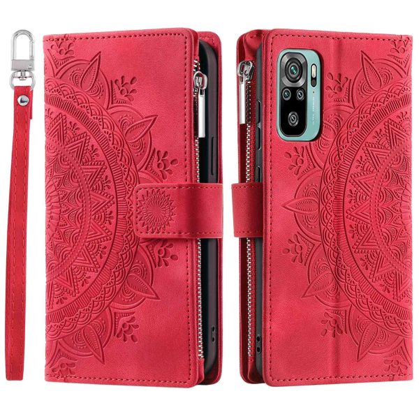 For Xiaomi Redmi Note 10 4G   Note 10S 4G   Poco M5s 4G Anti-scratch Phone Case Mandala Flower Imprinted PU Leather Stand Zipper Pocket Cover Multiple Card Slots Wallet Hot on Sale