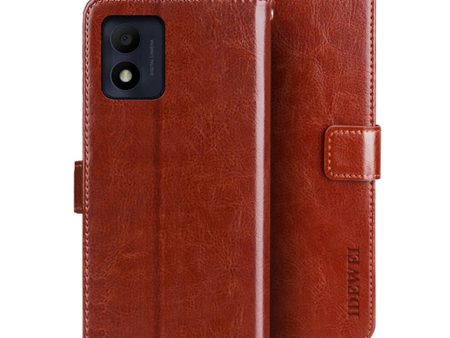 IDEWEI For Alcatel 1B (2022) Crazy Horse Texture PU Leather Phone Cover Folio Flip Full Protection Cover with Stand Wallet Online Sale