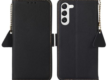 TJ Series for Samsung Galaxy S22 5G RFID Blocking Drop-proof Flip Phone Case Wallet Magnetic Closure Genuine Cowhide Leather Stand Cover Supply